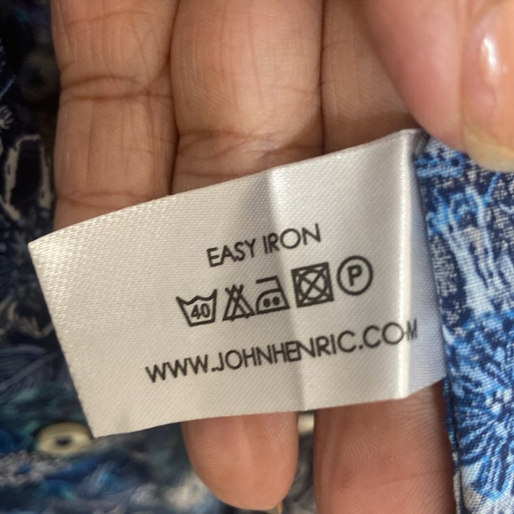 John Henric Men’s Blue Print Shirt Size 15 - Picture 6 of 7